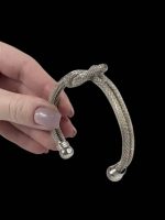 Brățară reglabilă din argint,  perioada modernistă, cu model NOD - imagine 3