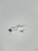 Cercei din argint decorat cu cristal violet, în formă de steluță - imagine 3