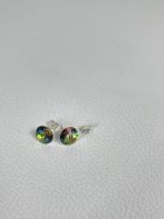 Cercei din argint decorat cu cristal Verde-Boreal - imagine 2