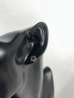 Cercei din argint în formă de floare decorat cu cristal Negru - imagine 2