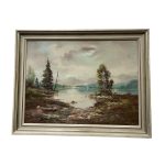 Peisaj cu Lac - Tablou - Pictura ulei pe panza