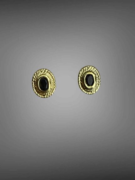 Cercei placat cu aur si Spinel Negru