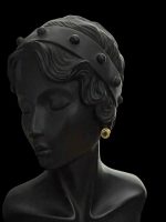 Cercei placat cu aur si Spinel Negru - imagine 3