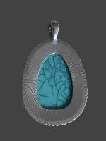 Pandantiv Mare cu TURCOAZ Reconstituit - imagine 2