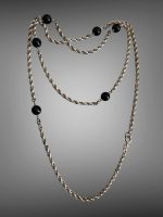 Lant Lung 80 cm Argint cu Onix