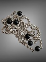 Lant Lung 80 cm Argint cu Onix - imagine 2