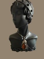Art-Deco Medalion Argint cu Chihlimbar - imagine 2