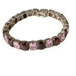 Bratara de Lux Argint cu Granate si Cuart Roz
