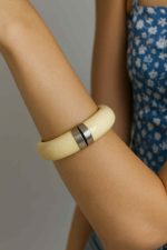 Bratara Vintage din Fildes cu accesoriu argint - imagine 2