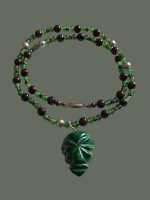 Colier cu Pietre Semipretioase , Argint + Masca Malachit