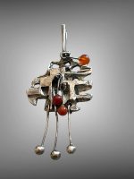 Medalion Argint cu Carneol-  perioada Modernista - imagine 5