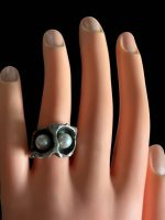 Inel Argint cu Perle - Brutalism