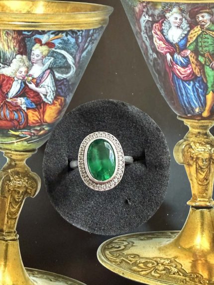 Inel Argint cu Smarald -Imitatie 19,50 mm