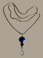 Colier Argint cu Lapis Lazuli, Granat, Piatra Lunii