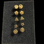 Set 5 Perechi Cercei Argint  placat cu Aur