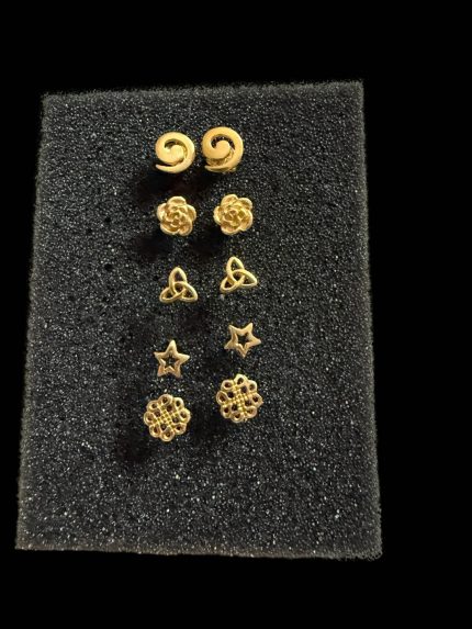 Set 5 Perechi Cercei Argint  placat cu Aur