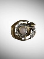 Brosa Argint cu Cuart Roz - Mid Century