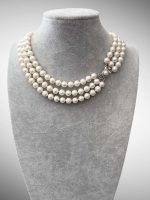Superb Colier cu Perle Mari 8 mm - Triplu - imagine 2