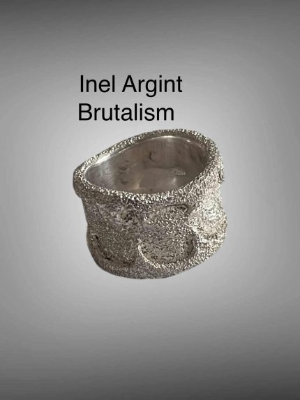 Inel Argint Brutalism - Mid Century