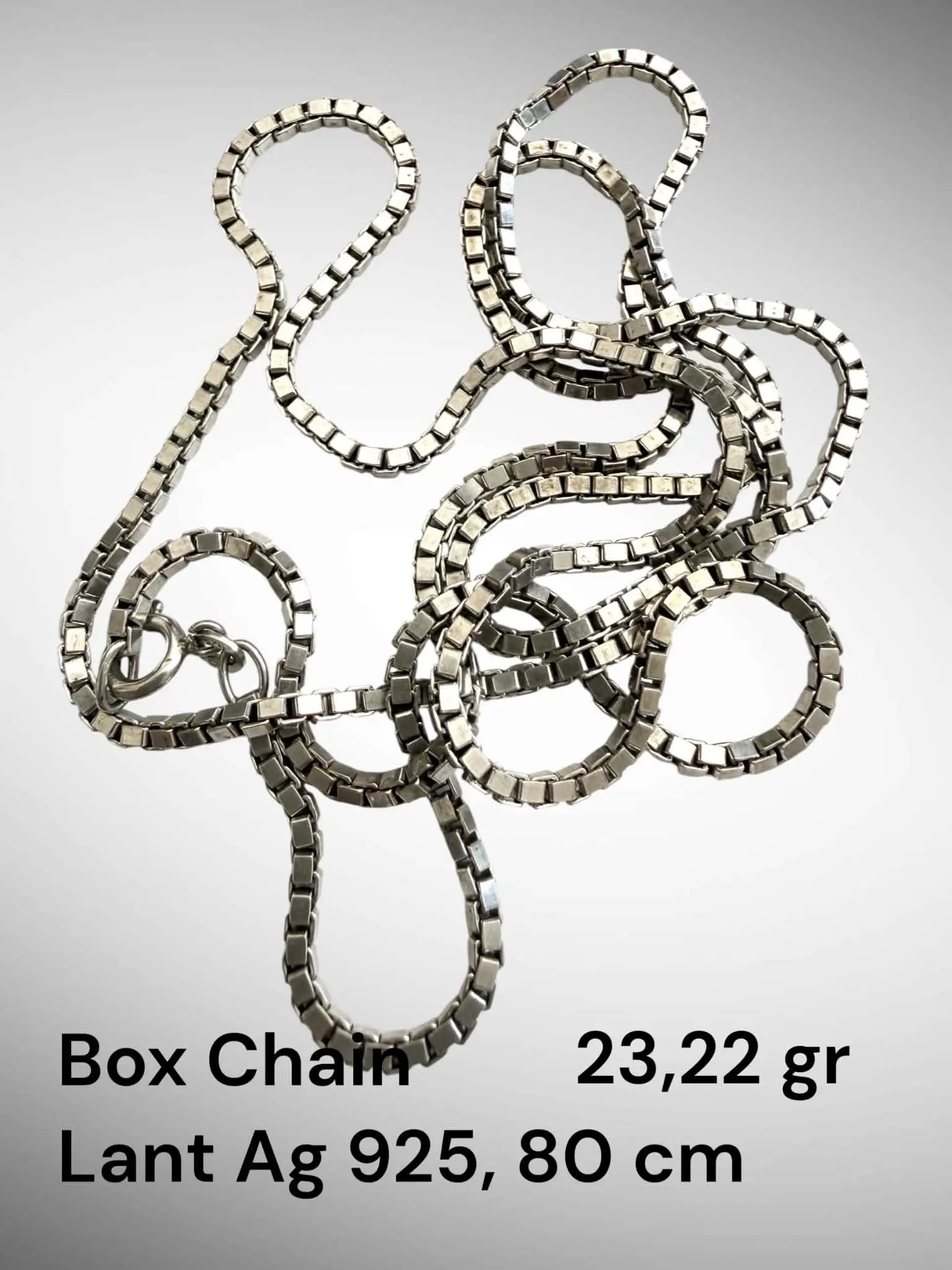 1 Lant Argint 80 cm Box Chain - imagine 1