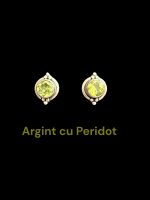 Cercei Argint cu Peridot 7 mm