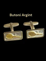 Butoni Argint cu Paleta Tenis