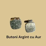 Butoni Argint si Aur 14 k