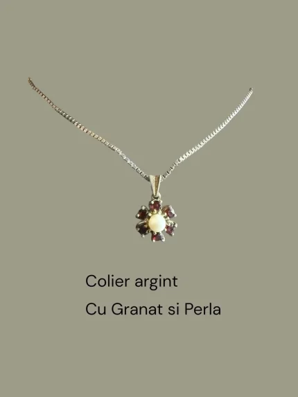 Colier Argint cu Granat, Perla