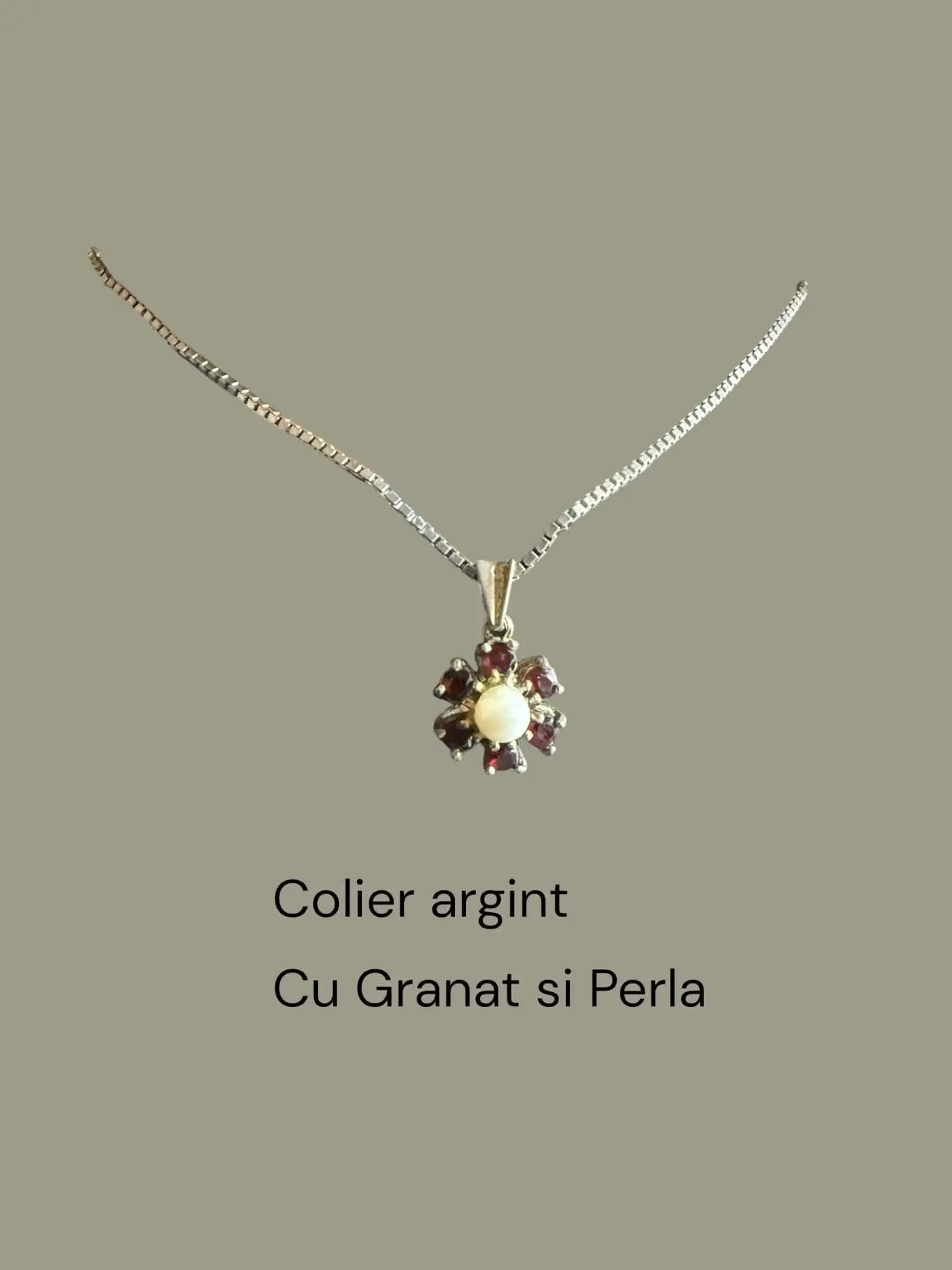 1 Colier Argint cu Granat, Perla - imagine 1